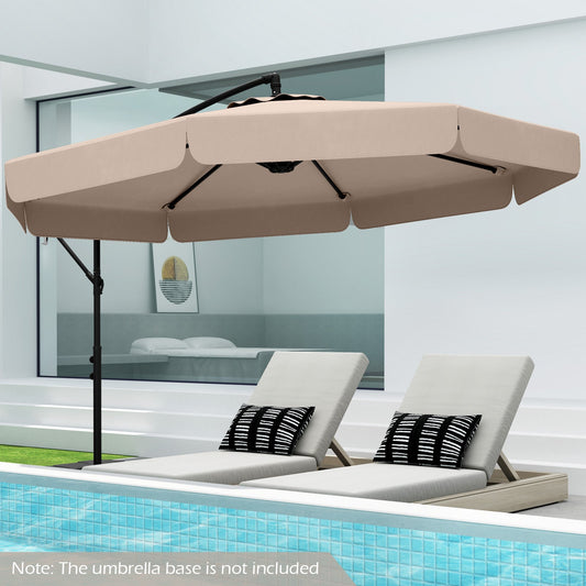 Parasol de patio tipo voladizo de 3 metros con funda, ajuste de inclinación y borde ondulado - Beige
