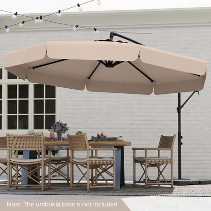 Parasol de patio tipo voladizo de 3 metros con funda, ajuste de inclinación y borde ondulado - Beige