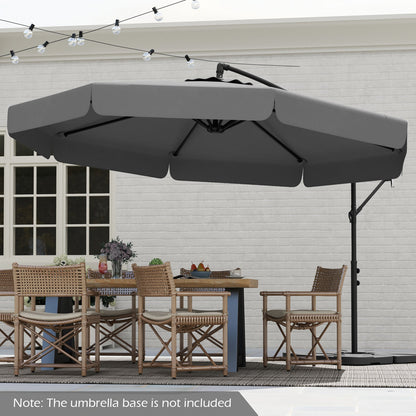 10 Feet Patio Cantilever Umbrella with Cover Tilt Adjustment and Ruffled Edge-Gray