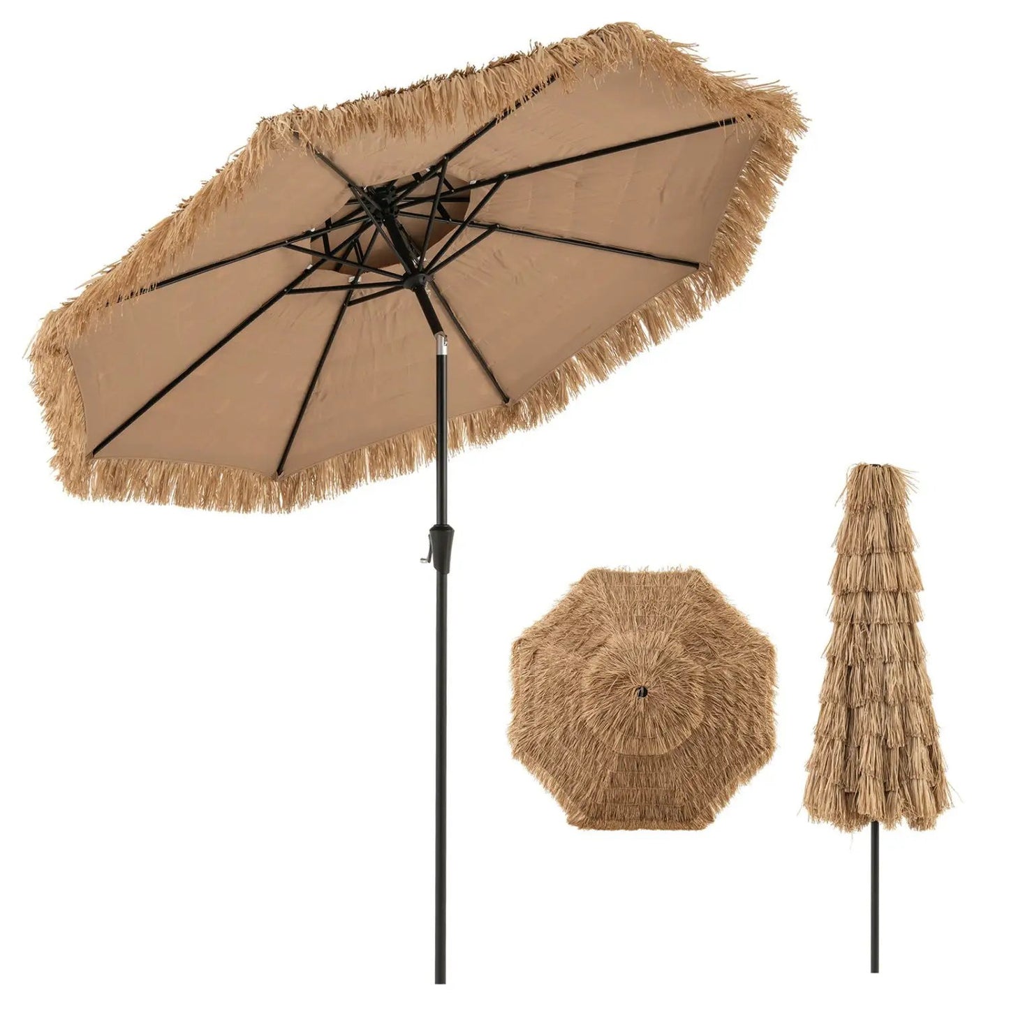 10 ft Tiki Patio Umbrella with Two Tier Canopy