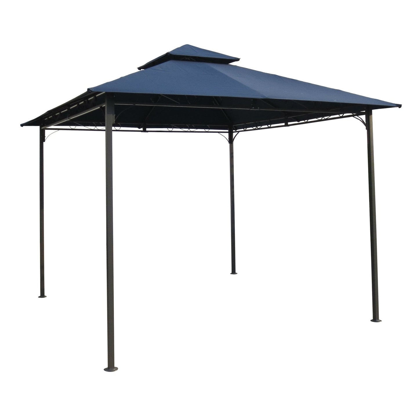 10Ft x 10Ft Outdoor Garden Gazebo with Iron Frame and Navy Blue Canopy - Tampa Home & Garden Store