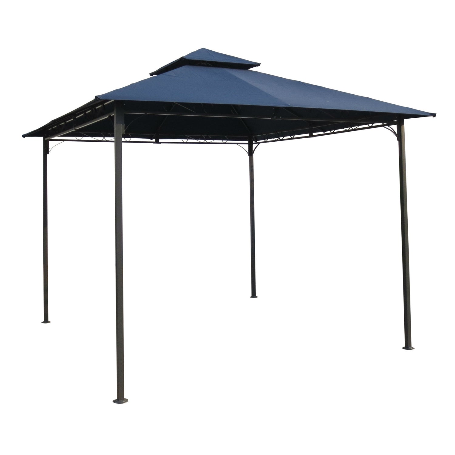 10Ft x 10Ft Outdoor Garden Gazebo with Iron Frame and Navy Blue Canopy - Tampa Home & Garden Store
