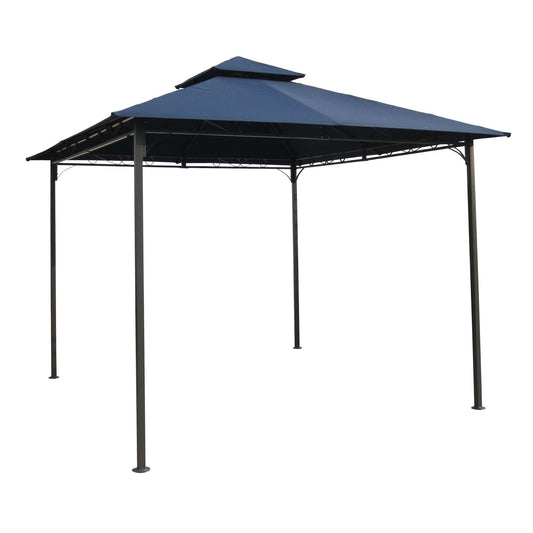 10Ft x 10Ft Outdoor Garden Gazebo with Iron Frame and Navy Blue Canopy - Tampa Home & Garden Store
