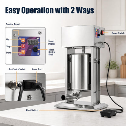 10L Electric Sausage Stuffer DirectDeals with 4 tubes and foot pedal, stainless steel body on Tampa Home & Garden Store