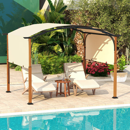 Pérgola Retráctil Exterior de 3 x 3.6 m con Toldo Retráctil para Patio - Beige