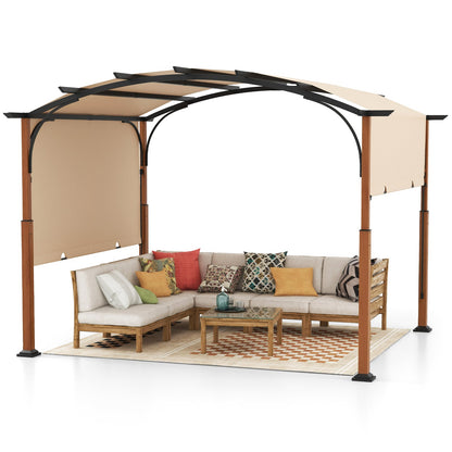 Pérgola Retráctil Exterior de 3 x 3.6 m con Toldo Retráctil para Patio - Beige
