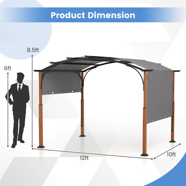 Pérgola Retráctil Exterior de 3 x 3.6 m con Toldo Retráctil para Patio - Beige