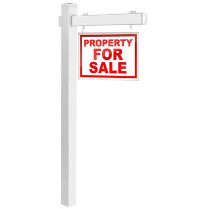 Poste de letrero de bienes raíces de vinilo UPVC de 6 pies Poste de letrero de patio para agente inmobiliario-Negro