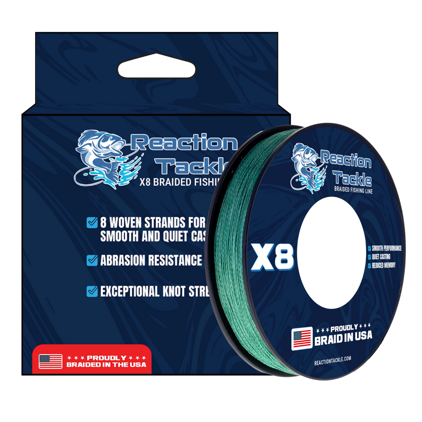 Línea de pesca Reaction Tackle TRENZADA EN EE. UU. - 8X - NUEVA