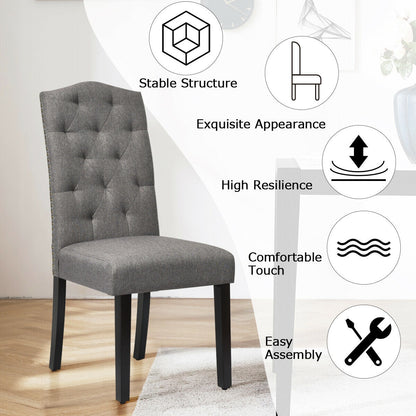 Juego de 2 sillas de comedor tapizadas capitoné - Gris