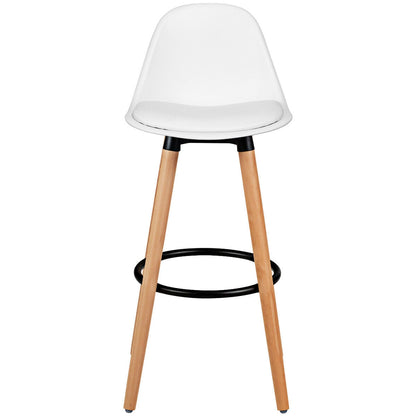 2 Pieces Mid Century Barstool 28.5 Inches Dining Pub Chair-White