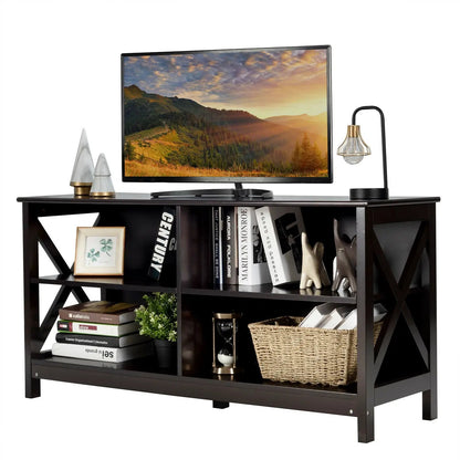 Wooden TV Stand for 55 TV with X Shaped Frame