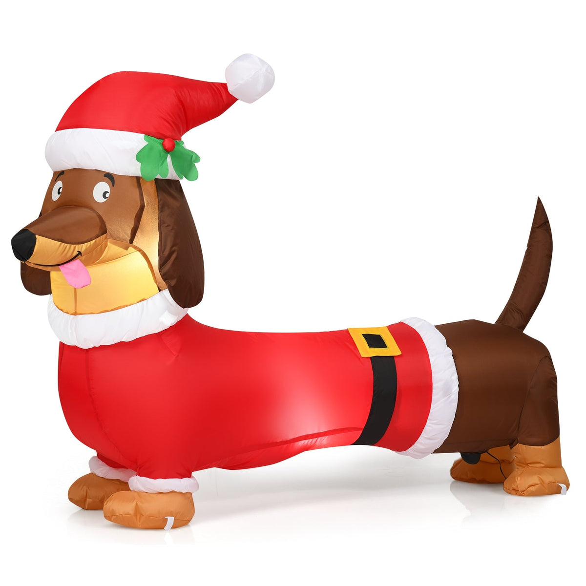 5 Feet Inflatable Christmas Dog with LED Lights by DirectDeals red body Santa hat on Tampa Home & Garden Store