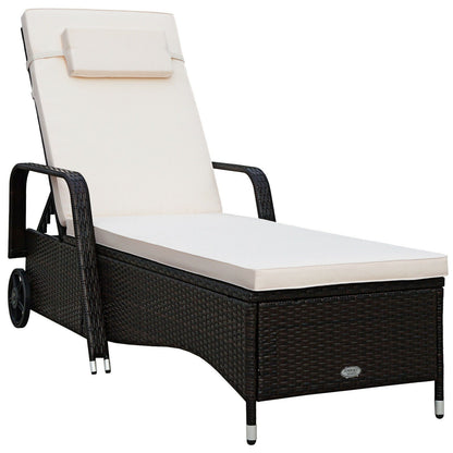 Tumbona reclinable acolchada para exteriores con respaldo ajustable