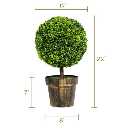 2 piezas de árbol topiario artificial de boj de 24 pulgadas para casa y oficina