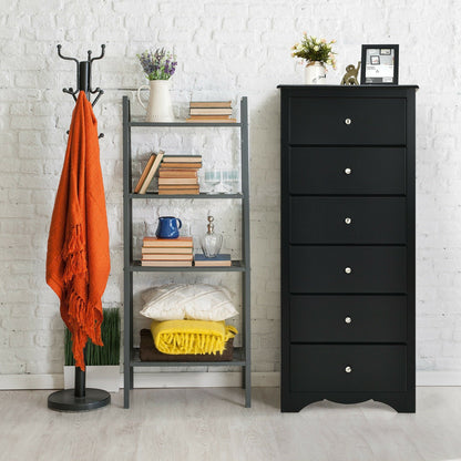 Cómoda de 6 cajones, mueble de almacenamiento de ropa para dormitorio - Negro