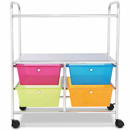 4 Drawers Shelves Rolling Storage Cart Rack-Clear