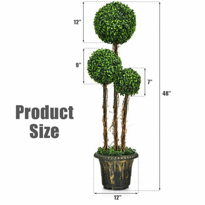 Planta de topiario artificial resistente a los rayos UV de 4 pies con triple bola