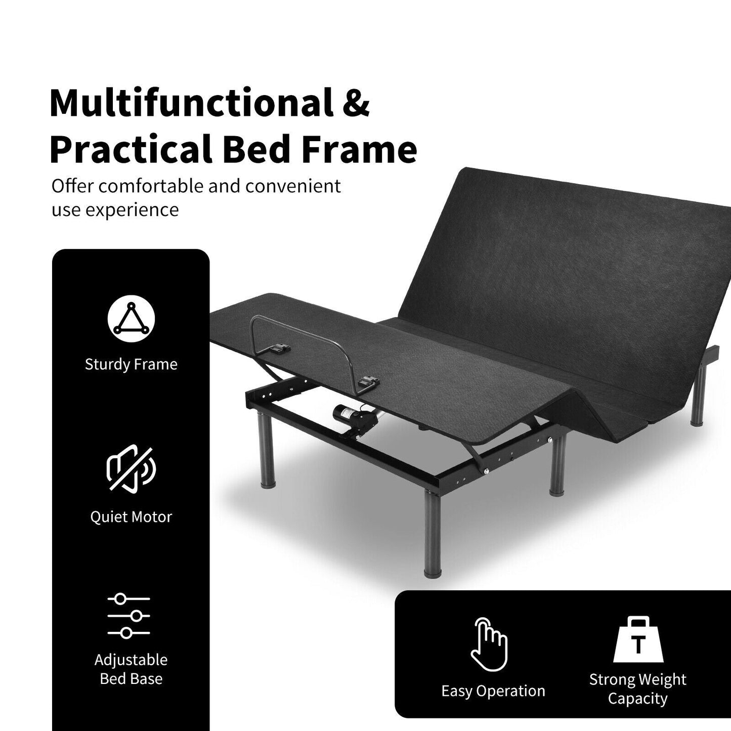 Base de cama ajustable tamaño queen con control remoto inalámbrico