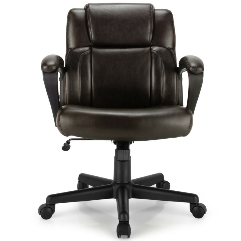 Sillón Ejecutivo de Oficina de Cuero Ajustable Silla de Escritorio para Computadora con Apoyabrazos