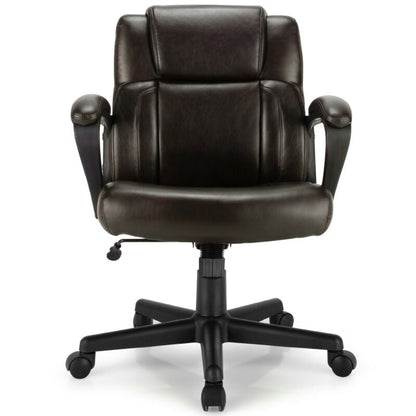 Sillón Ejecutivo de Oficina de Cuero Ajustable Silla de Escritorio para Computadora con Apoyabrazos