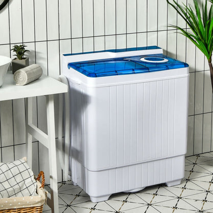 Lavadora semiautomática portátil de 26 libras con bomba de drenaje incorporada - Azul