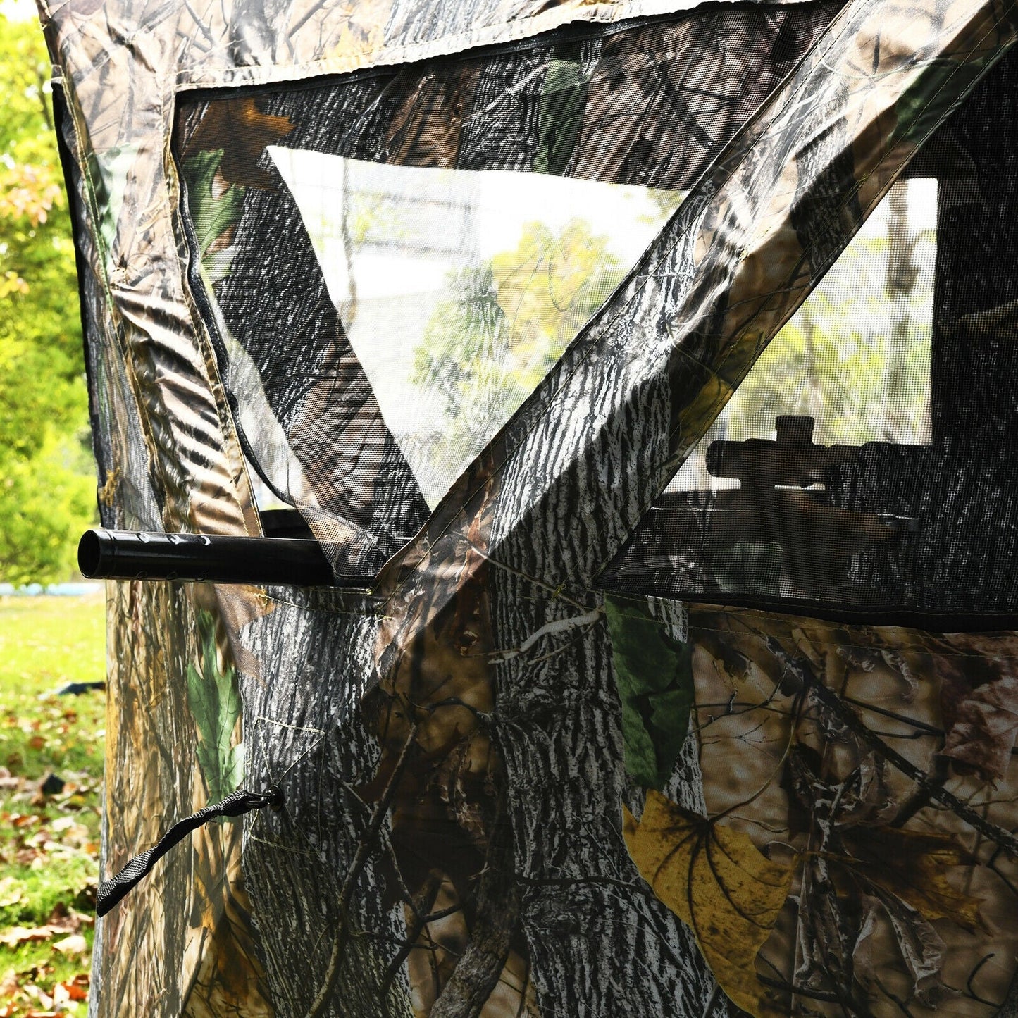 GemGear 3 Person Portable Pop-Up Hunting Blind with tie-downs, camo fabric and mesh windows on Tampa Home & Garden Store