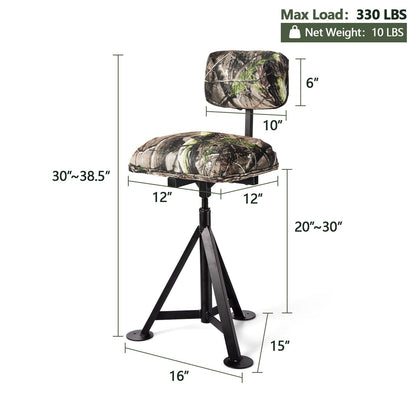 GemGear camo swivel hunting chair, tripod blind stool with detachable backrest on Tampa Home & Garden Store