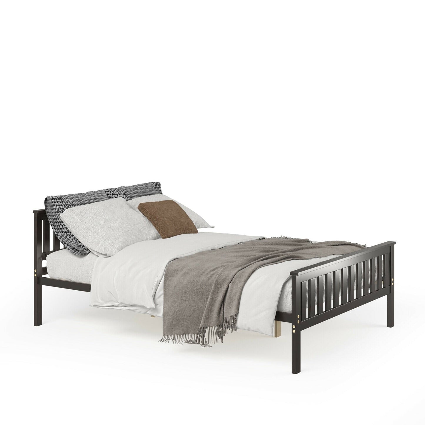 Cama de plataforma de madera de tamaño completo con cabecero