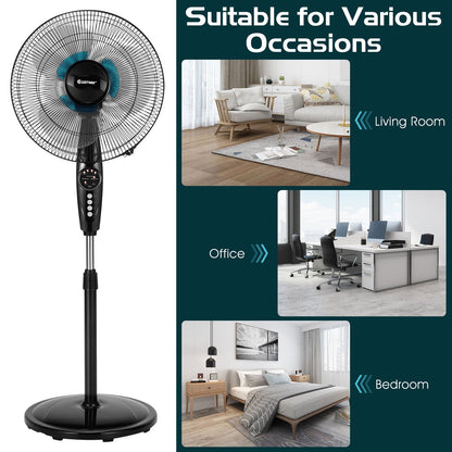 Ventilador de pie de 16 pulgadas de altura ajustable con oscilación silenciosa para el hogar y la oficina