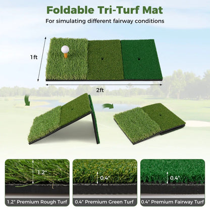 Golf Practice Net 10.3x6.5ft Tri Turf Mat