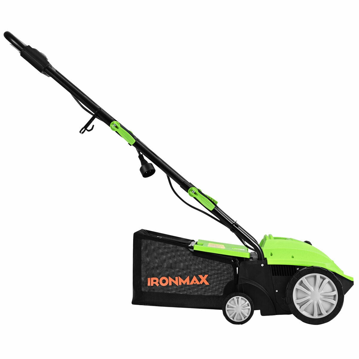 Escarificador eléctrico de 13 pulgadas y 12 amperios con bolsa recolectora y cuchillas extraíbles - Verde