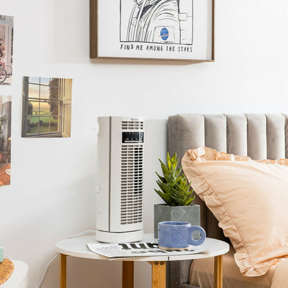 Ventilador de torre mini oscilante de 14 pulgadas con 3 velocidades y temporizador - Blanco