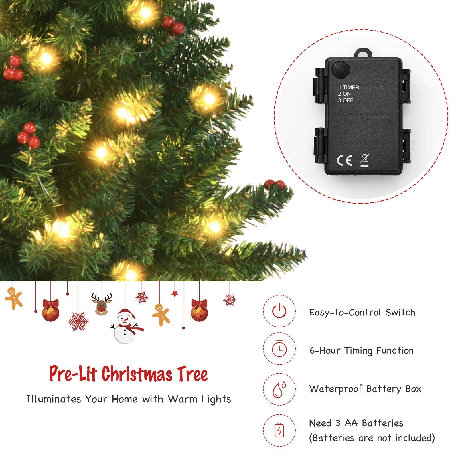 4-Piece Christmas Set DirectDeals garland, wreath and trees; pre-lit tree with warm LEDs on Tampa Home & Garden Store