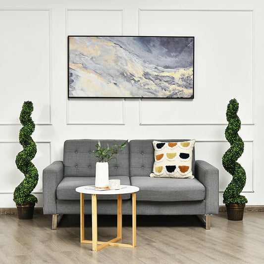 2 Pack 4 Feet Artificial Spiral Boxwood Topiary Indoor Outdoor Decor - Tampa Home & Garden Store