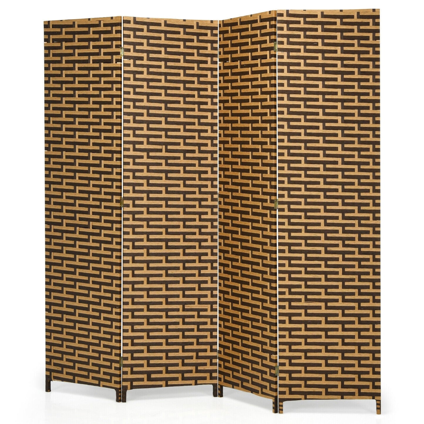 Divisor de ambiente biombo plegable de 4 paneles con bisagra inoxidable - Amarillo