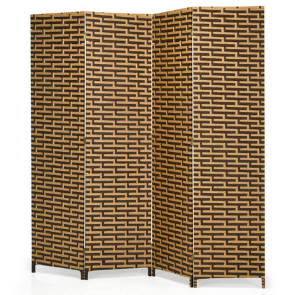 Divisor de ambiente biombo plegable de 4 paneles con bisagra inoxidable - Amarillo