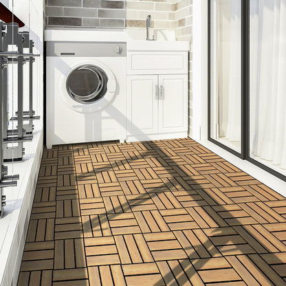 10 piezas de piso de baldosas entrelazadas de madera de acacia de 12 x 12 pulgadas