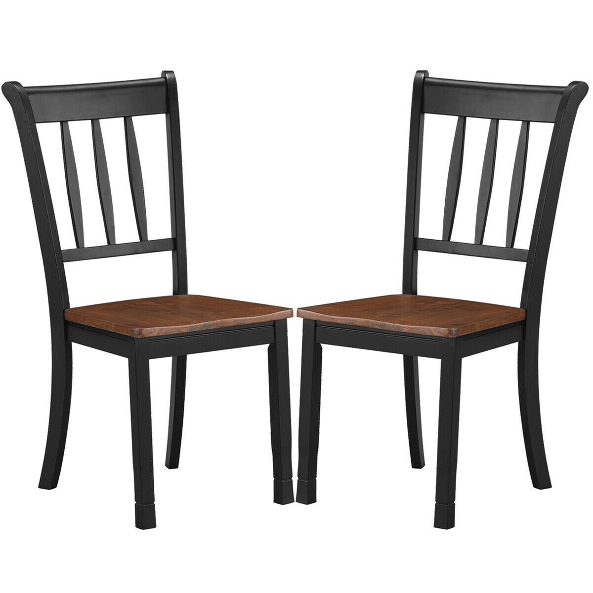 2 sillas de comedor de madera maciza con respaldo de huso Whitesburg, color negro