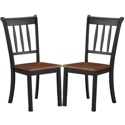 2 sillas de comedor de madera maciza con respaldo de huso Whitesburg, color negro