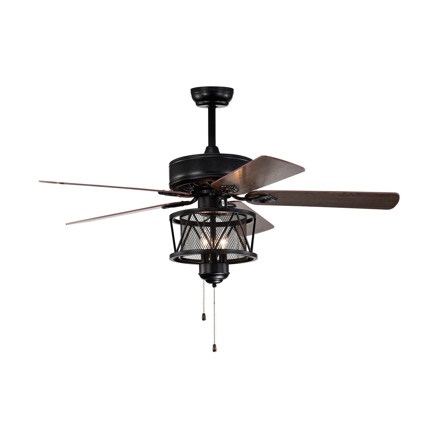 Ventilador de techo de 50 pulgadas con luces, aspas reversibles y control de cadena - Negro