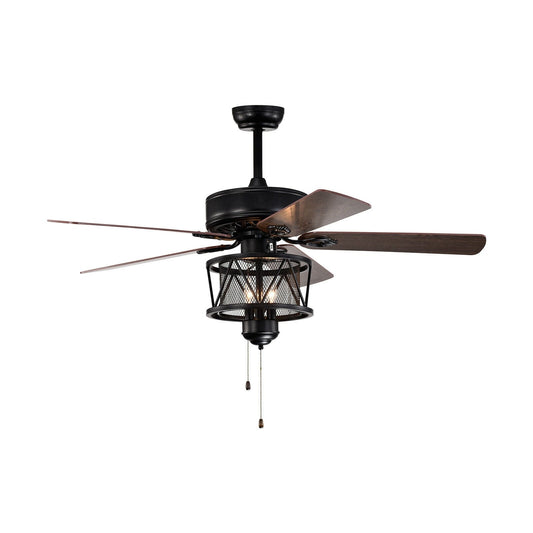 50 Inches Ceiling Fan with Lights Reversible Blades and Pull Chain Control-Black - Tampa Home & Garden Store