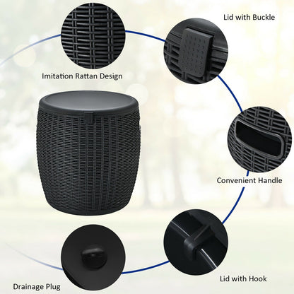 GemGear 9.5 Gal 4-in-1 patio rattan cooler table, black wicker with lid and drain plug on Tampa Home & Garden Store