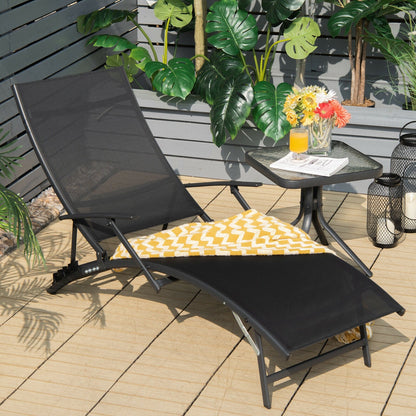2 Tumbonas plegables y apilables de patio con reposabrazos - Negras