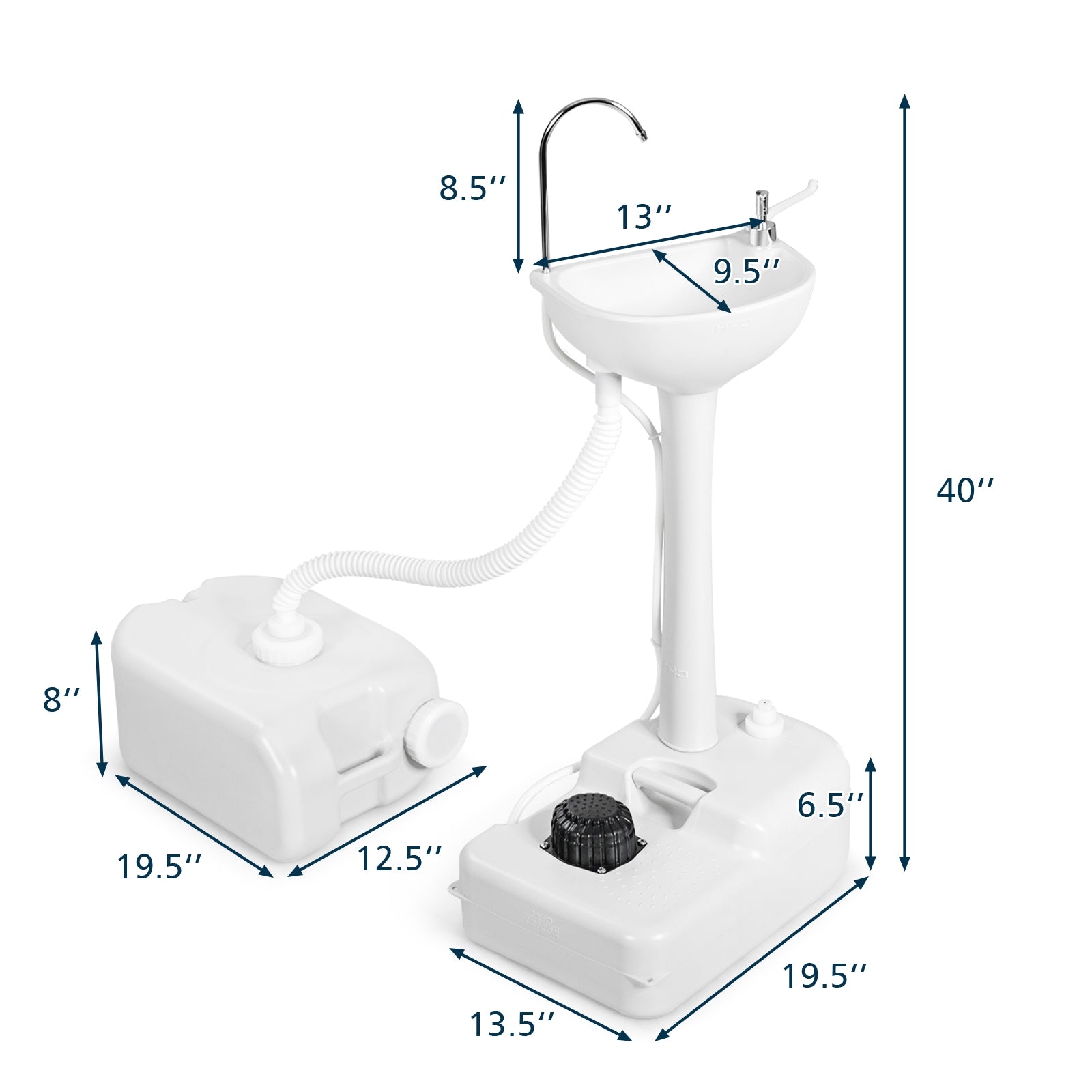 GemGear camping hand wash station basin stand with 4.5 gallon tank, white plastic on Tampa Home & Garden Store