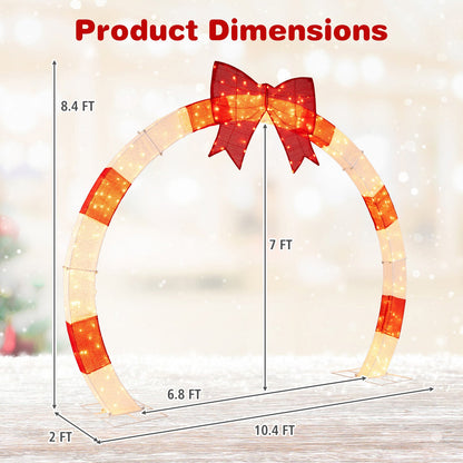 10.4 ft Christmas Archway with large red bow, warm LED lights DirectDeals on Tampa Home & Garden Store