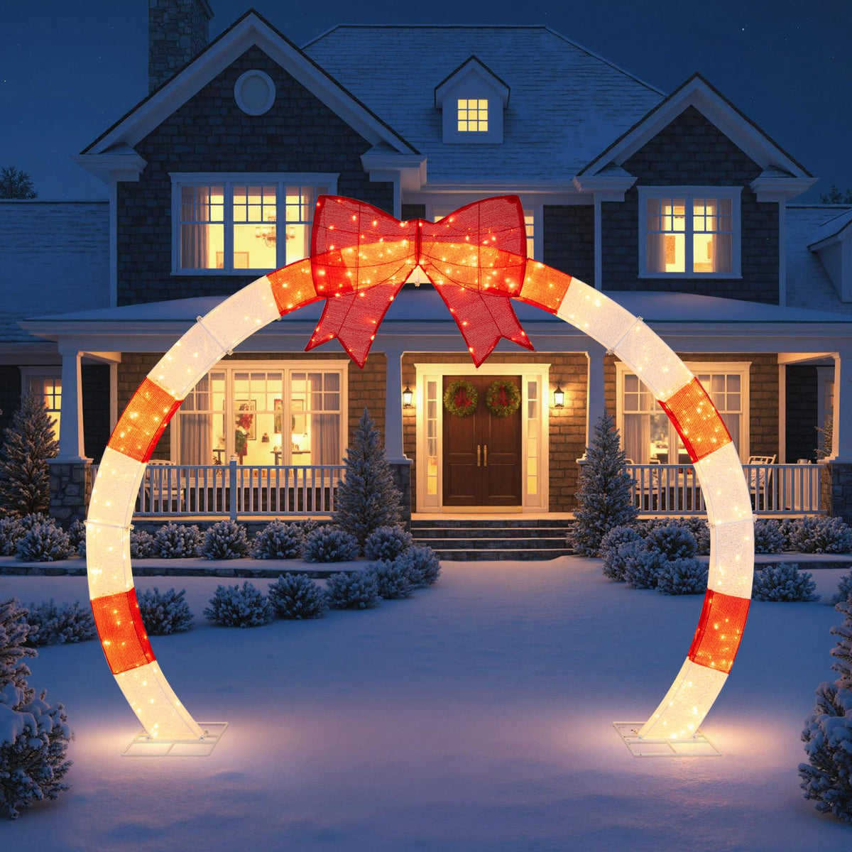 10.4 ft Christmas archway with large red bow and LED lights by DirectDeals on Tampa Home and Garden Store