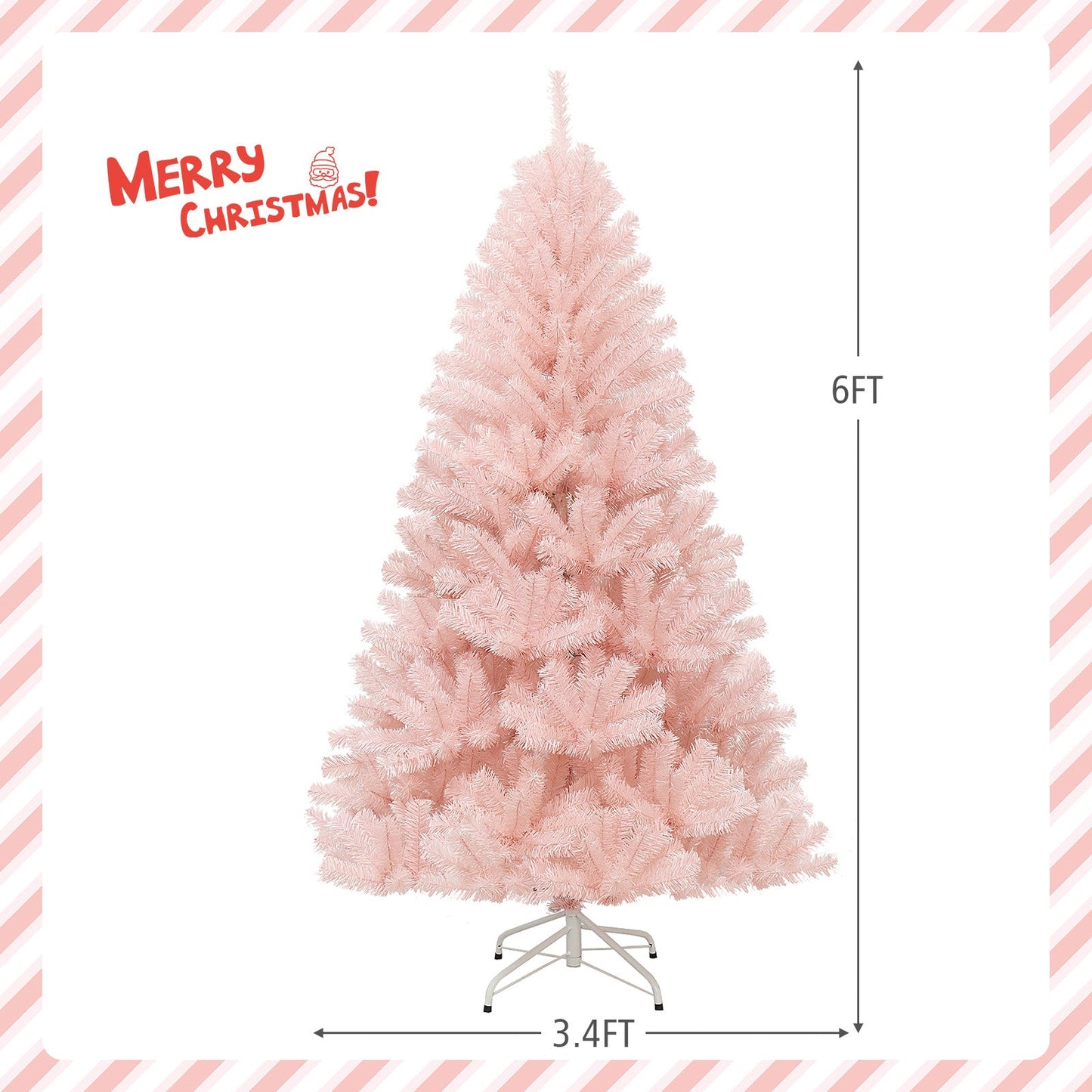 6/7 ft DirectDeals pink artificial Christmas tree with hinged full fir on white metal stand on Tampa Home & Garden Store