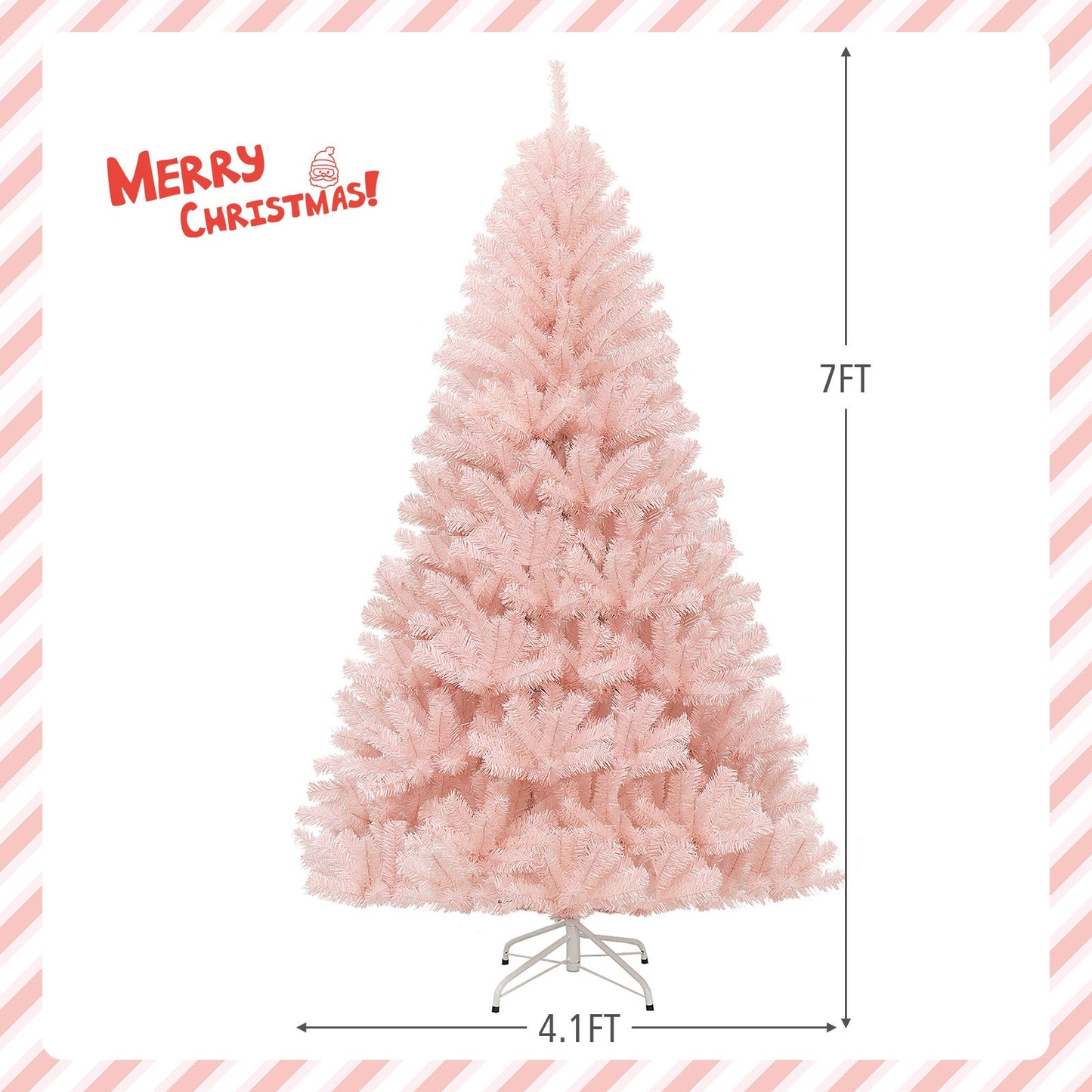 DirectDeals 7ft pink artificial hinged fir Christmas tree on metal stand on Tampa Home & Garden Store