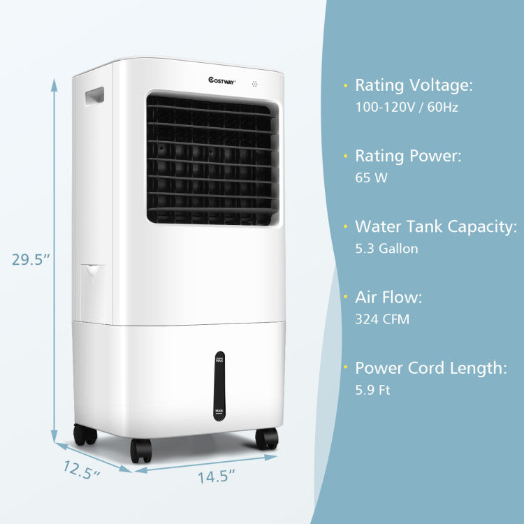 Enfriador de aire 3 en 1: ventilador y humidificador con control remoto